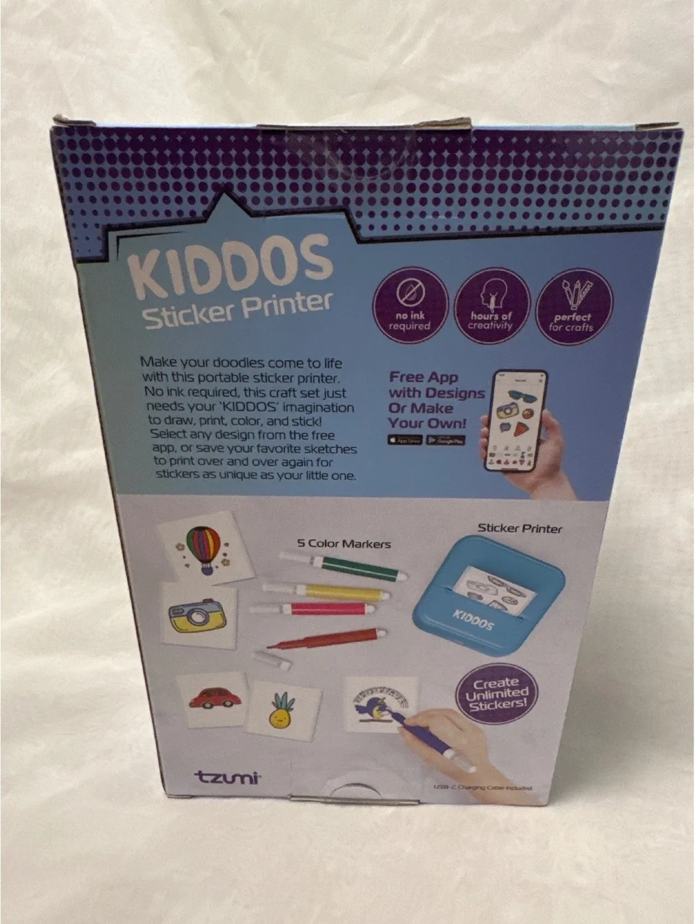 Kiddos Sticker Printer with 5 Color Markers - Create Unlimited Stickers